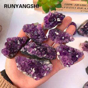 Runyangshi 1pc de haute qualité Uruguay Amethyst Raw Stone Natural Amethyst Cluster Dark Purple Quartz Energy Decoration