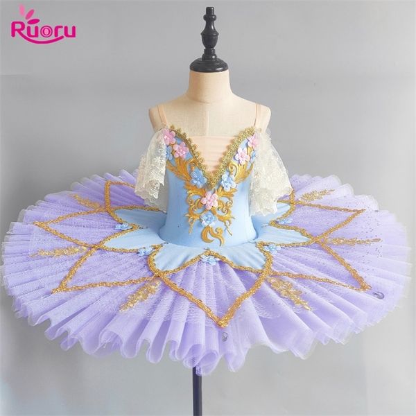 Ruoru Professional Ballet Tutu Girls Platter Pancake Tutu Ballerina Party Dress Adult Women Child Kids Ballet Dance Costume 240510