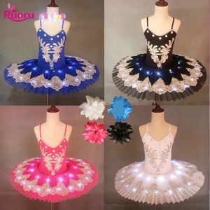 Ruoru Profesional Led Luz Swan Lake Ballet Led Tutu Niñas Bailarina Vestido Niños Ballet Vestido Dancewear Etapa Fiesta Disfraces 240111