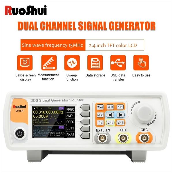 Ruoshui 2015H/2040H/2060H 15MHz DDS Generador de función de señal Medidor de frecuencia de forma de onda arbitraria