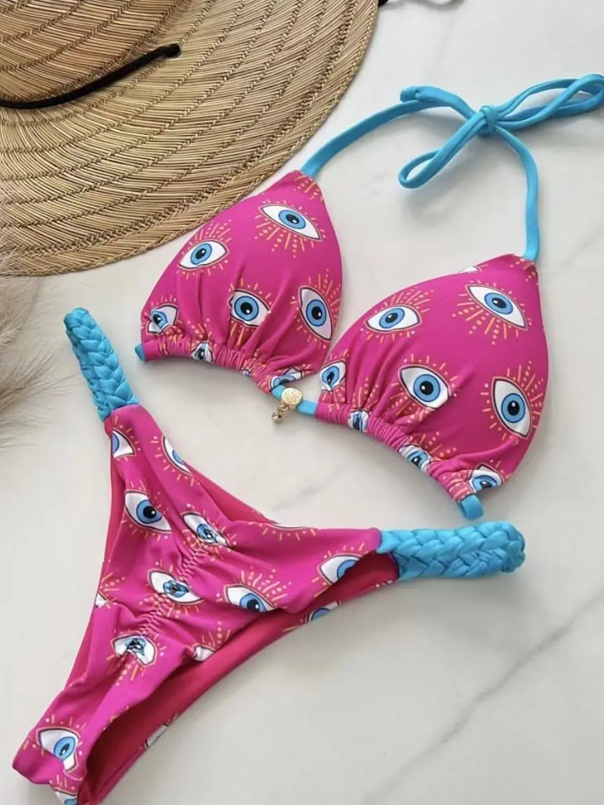 Ruotongsept sexy zwempak vrouwen gevlochten touw micro bikini's 2023 nieuwe zwempak luipaard print Braziliaans biquinis strand badpak