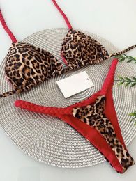 Ruotongsept Swimwear Femmes Leopard Imprimé bikini brésilien Ensemble de maillot de bain Sexy Thong Two Pieces 2023 Place Wear 240509