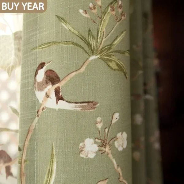 Rideau rural pour salon salle à manger chambre à coucher Style campagnard américain fleur oiseau coton et lin tissu rideau personnalisation 240117