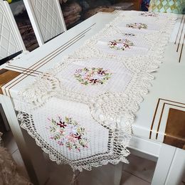 Tissu de maison de style rural, nappe brodée en dentelle en dentelle