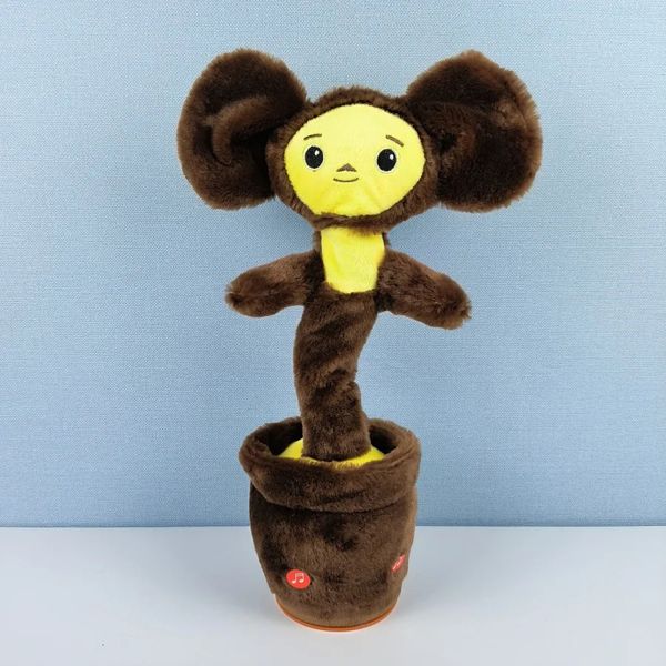 Jouet en peluche de singe Cheburashka, dessin animé russe, poupée électrique, cadeau pour enfants, 240321