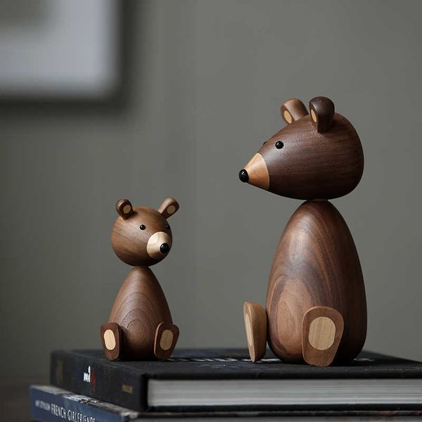 Rusia Pequeño oso adornos de madera para decoración muebles de ardilla artesanías pequeños regalos ornamento de juguete hogar 210804