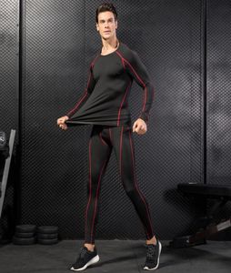 Russie Livraison locale Survêtement de compression Fitness Tight Run Set chemise Legging Hommes Sportswear Demix Black Gym Sport Suit9184725