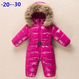 Russie nouveau-né bébé vêtements hiver combinaison vêtements d'extérieur chauds manteaux veste pour filles bébé vêtements garçons Parka neige porter Romper260v