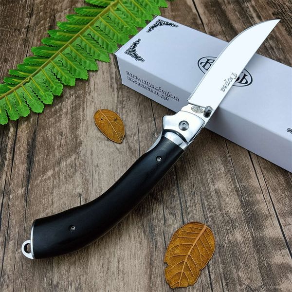 Rusia Vityaz Edc 440c cuchillo de bolsillo plegable herramienta táctica de aleta de autodefensa afilada caza Camping mango de ébano