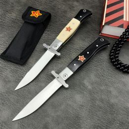 Russe Finka NKVD Couteau portable 440c Blade ABS Handle Pocket Polding Couteaux Edc Outdoor Camping Hunting Military Survival Tool avec gaine en nylon