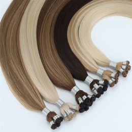 Extension de cheveux de trame attachée à la main de cheveux russes alignés à la cuticule de cheveux 8 pièces 100grams279t