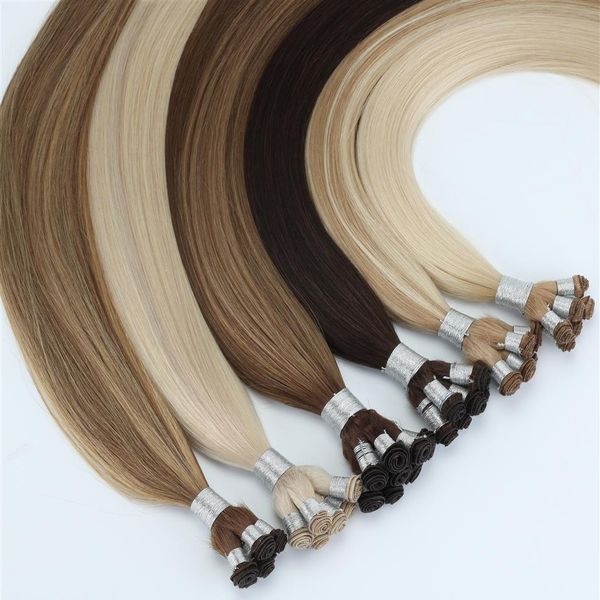 Extension de cheveux de trame attachée à la main de cheveux russes alignés à la cuticule de cheveux 8 pièces 100grams279t
