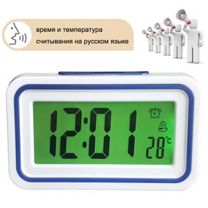 Horloge parlante russe / italienne parlant une alarme de table de bureau numérique multilingue pour les enfants, les personnes âgées, les aveugles, etc. 220426