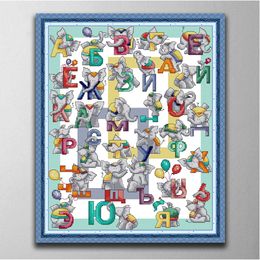 Russische letters Handgemaakte Cross Stitch Craft Tools borduurwerk nowork sets geteld afdrukken op canvas DMC 14CT /11CT