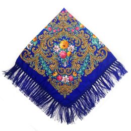Russische stijl bloemenprint vierkante sjaal vrouwen etnische randbandana sjaal Babushka zakdoek vrouwelijke dekenhoofd wraps