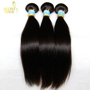 Russisch rechte maagd haar 3 stks onbewerkt Russisch Menselijk Haar Weave Bundels Natuurlijke Zwarte Zijdeachtige rechte Remy Hair Extensions Double Inslag