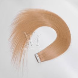 Ruso VMAE 13A Strawberry Blonde Color natural 18 a 24 pulgadas 50g Straight single Drawn Virgin Human Hair Extension Tape in