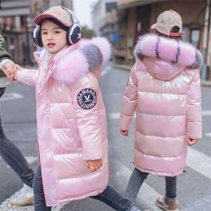 Veste d'hiver russe de filles imperméable manteau chaud brillant 5-14 ans adolescente Parka Snowsuit garçons 211203