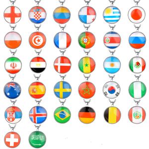 Russische wereld top 32 staten vlag hanger ketting zilveren ketting ronde halve maan ketting vrouwen mode-sieraden