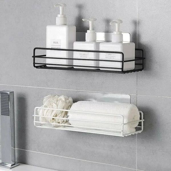 Soporte de champú adhesivo para Gel de ducha de acero inoxidable, estante de almacenamiento de pared para cocina y baño, organizador, cesta de succión