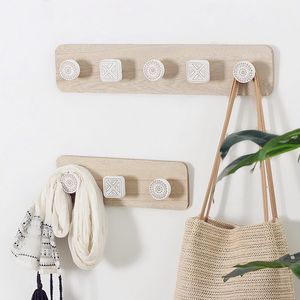 Porte-manteau rustique mural en bois cintre porte-clés décor à la maison vêtements stockage crochet cintres pour entrée salle de bain 220311