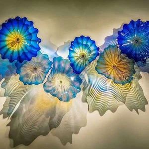 Rustieke eilandstijl Versieren Verlichting Handgeblazen Blauwe Plaat Murano Glas Wandlamp Armatuur Badkamer
