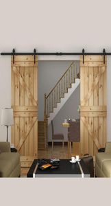 Rustic Steel Black Arrow Elemy Antique Double Bois de sable coulissante Porte de porte intérieure American Sliding Barn Porte de porte de porte 3451820