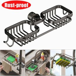 Roestvrij Kithen Kraan Afdruiprek Rack Spons Handdoekhouder Plank Badkamer Zeep Organizer Stand Wastafel Accessoires Opslag 240125