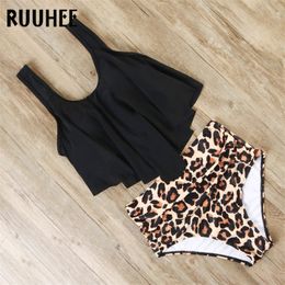 RUUHEE BIKINI SWEMSPUIT SWIMWAR Women High Taille Tankini Bikini Set Push Up Bathing Suit Women Beachwear Plus Maat Swimwear 210305