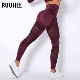 Ruuhee naadloze leggings dames 2021 yoga broek hol uit workout sportkleding fitness high taille leggings gym leggings meisje h1221