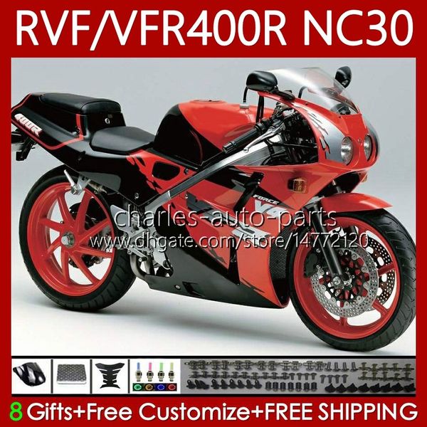 Corps pour HONDA RVF400R N30 V4 VFR400 R VFR400R 89-93 79No.37 RVF VFR 400 RVF400 R 400RR 1989 1990 1991 1992 1993 VFR400RR VFR 400R 89 90 91 92 93 Kit de carénage rouge usine