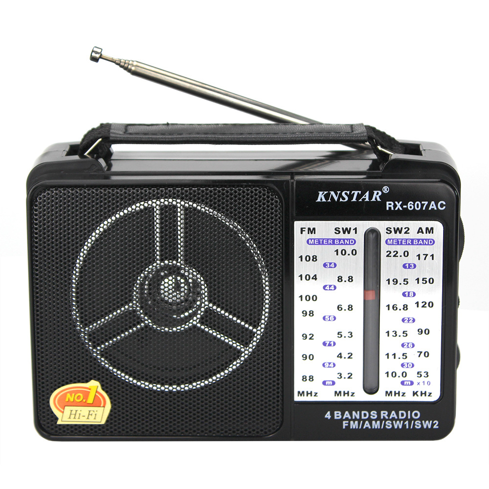 RX-607AC 4-bandsradio FM/AM/SW1/SW2 Retro Mini Bärbar högtalare för äldre kvinnor Män Barn med handtagsantenn