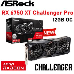 RX 6750 XT GPU ASRock RX 6750 XT Challenger 12G OC 6750XT Graphique GDDR6 192-Bit PCI Express 4.0 Bureau AMD Carte Vidéo 7nm Nouveau