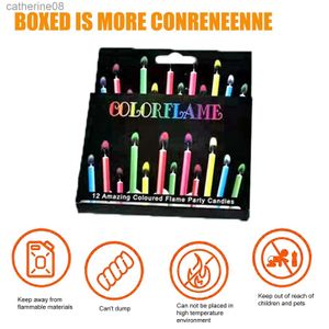 Rxr5 Bougies Multicolour Flame Cougies 6 / 12pcs / Pack Colorful Wedding Birthday Cake Cake Decoration Party Supplies for Children Kids D240429