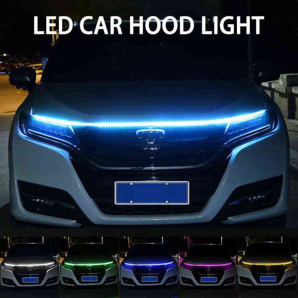 RXZ Capó del coche DRL Tira de luz LED 150 cm 180 cm Guía universal del capó del motor Atmósfera decorativa Barra de luz Luz de circulación diurna Y220708