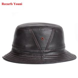Ry995 homme réel en cuir ajusté des chapeaux plats plats mâles extérieur en pot courte courte noire / marron hanche pop gorras coiffure de pêche âgée 240409