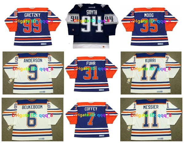 Ryan Smyth Wayne Gretzky 2001 Koho Oilers CCM Throwback Hockey Jersey Andy Moog Jeff Beukeboom Messier Semenko Tikkanen Grant Fuhr Anderson Jari Kurri Size S-4xl