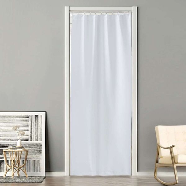 RYB HOME Ensemble de rideaux occultants pour portes avec installation au plafond coulissant, cloison adaptée aux portes de style français, chambre à coucher, rideaux de baie de salon, largeur