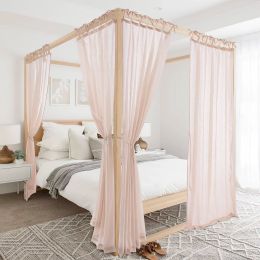 Rybhome 1pc cortinas de ventana transparente con corbata para la cortina de la cama con dosel piso de dormitorio para el hogar