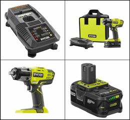 Ryobi Impact Wrench Kit 18Volt 12 in LED -lichte geborstelde motor Draadloze 3Speed3317534