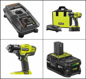 Ryobi Impact Wrench Kit 18Volt 12 in LED -lichte geborstelde motor Draadloze 3Speed3317534