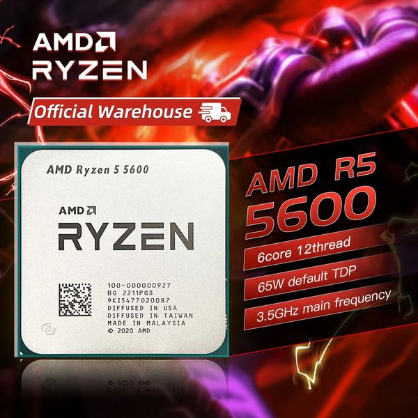 Ryzen 5 5600 CPU Novo R5 5600 Socket de processeur de jeu AM4 6-Core 65W DDR4 Brand de bureau CPU ProcessAdor sans frais plus cool 240410