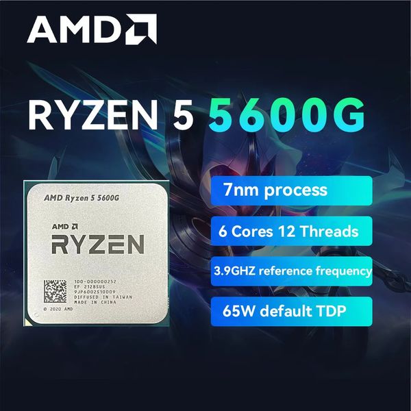 Ryzen 5 5600G R5 5600G 3.9GHz 6 cœurs 12 fils processeur d'unité centrale 7NM L3 = 16M 100-000000252 Socket AM4 processeur de jeu 240304