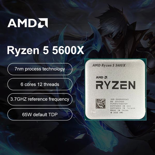 Ryzen 5 5600X R5 37GHz 6 cœurs 12 fils processeur d'unité centrale 7NM L332M 100000000065 Socket AM4 processeur de jeu 240126