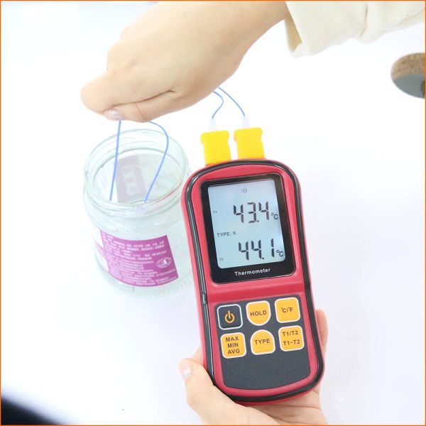 Medidor de temperatura RZ Herramienta de medida digital Probador de temperatura de mano profesional con uso de termopar de 2 piezas para líquido para líquido