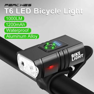 Phare de vélo s 1000LM avec avertissement, ensemble de lampes frontales LED intelligentes pour vtt, vélo de route, affichage chargé, lampe de poche à Double lumière, 0202