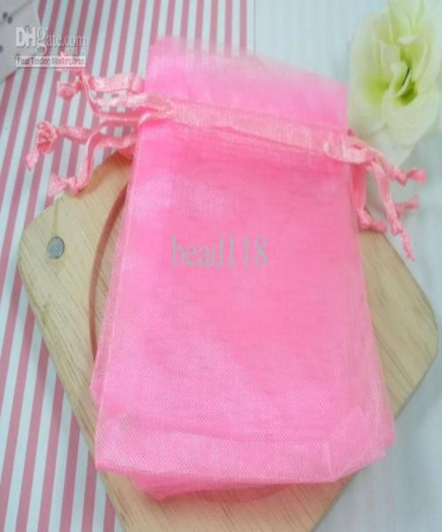 S 100pcs 1 lot Pink Transparent Organza Sac cadeau Sac de mariage de Noël 7x9cm 0035796665741