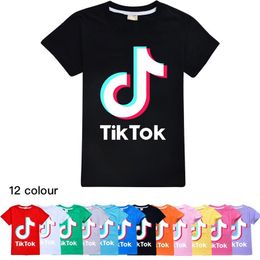Приложение s 12 Color TikTok, детская футболка с короткими рукавами, хлопковая футболка, детская одежда, детские топы, футболки для мальчиков и девочек Tik Tok Kids t shi266F