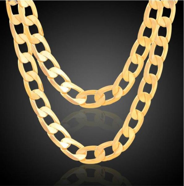 S 18K Real Gold plaqué Menwomen 7mm10mm12mm 11 Figaro Chain Hiphop Colliers Fashion Costume Colliers Bijoux Whars2189154