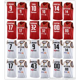 S 2023 FIBA Duitsland WK basketbalshirts 14 Dirk Nowitzki Dennis 17 Schroder 9 Franz Fwagner 10 Daniel Theis Maodo Lo Niels Giffey Weilerbabb